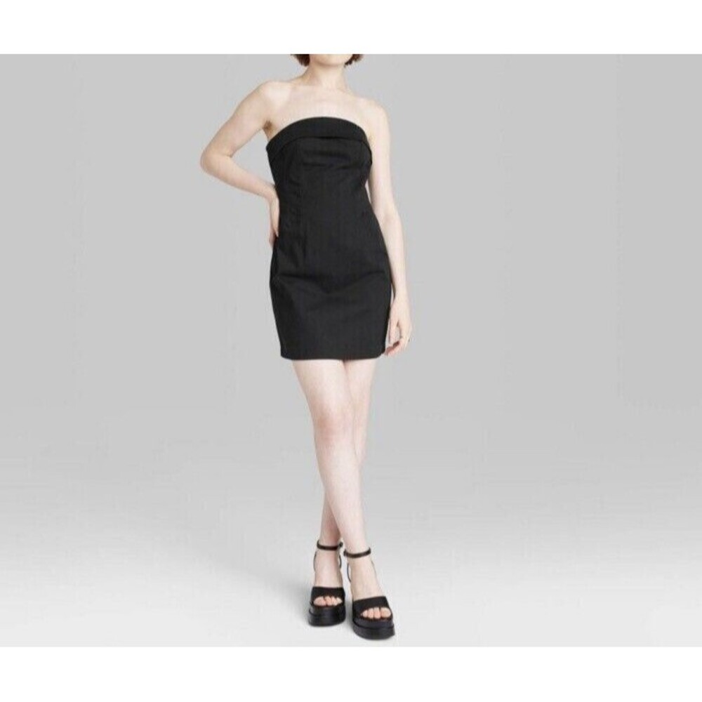 Women’s Wild Fable Bodycon Lace up Strapless mini Dress Black S